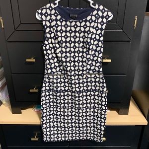 Enfocus Studio Navy & White Geometric Print Dress